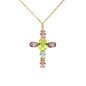Collar Corto VICTORIA CRUZ Amalfi Para Mujer - Cruz con Cristales en Plata de Ley Multicolor - Baño Oro 18KT | A5435-MDG Collar Corto VICTORIA CRUZ Amalfi Para Mujer - Cruz con Cristales en Plata de Ley Multicolor - Baño Oro 18KT | A5435-MDG