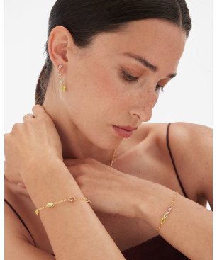 Pendientes Largos VICTORIA CRUZ Amalfi Para Mujer - Cristales en Plata de Ley Multicolor - Baño Oro 18KT | A5433-MDT