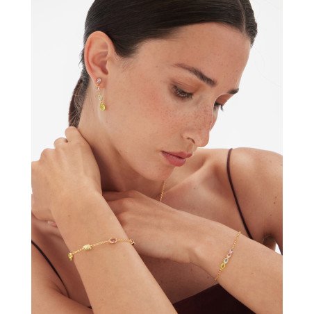 Pendientes Largos VICTORIA CRUZ Amalfi Para Mujer - Cristales en Plata de Ley Multicolor - Baño Oro 18KT | A5433-MDT