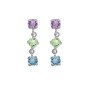 Pendientes Cortos VICTORIA CRUZ Ryver Para Mujer - Cristales en Plata de Ley Multicolor - Baño Rodio | A4887-MHT