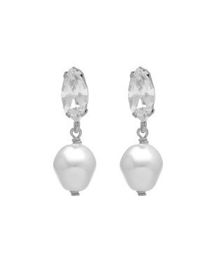 Pendientes Cortos VICTORIA CRUZ Purpose Para Mujer - Perlas y Cristales en Plata de Ley - Baño Rodio | A4657-07HT