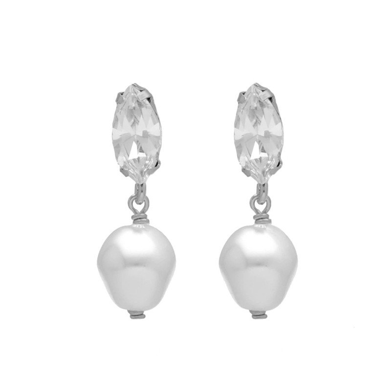 Pendientes Cortos VICTORIA CRUZ Purpose Para Mujer - Perlas y Cristales en Plata de Ley - Baño Rodio | A4657-07HT Pendientes Cortos VICTORIA CRUZ Purpose Para Mujer - Perlas y Cristales en Plata de Ley - Baño Rodio | A4657-07HT