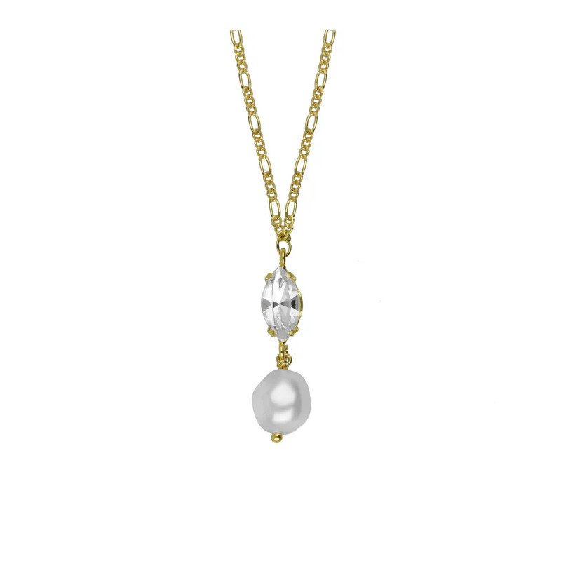 Collar Corto VICTORIA CRUZ Purpose Para Mujer - Perla Barroca y Cristal en Plata de Ley - Baño Oro 18KT | A4653-07DG Collar Corto VICTORIA CRUZ Purpose Para Mujer - Perla Barroca y Cristal en Plata de Ley - Baño Oro 18KT | A4653-07DG