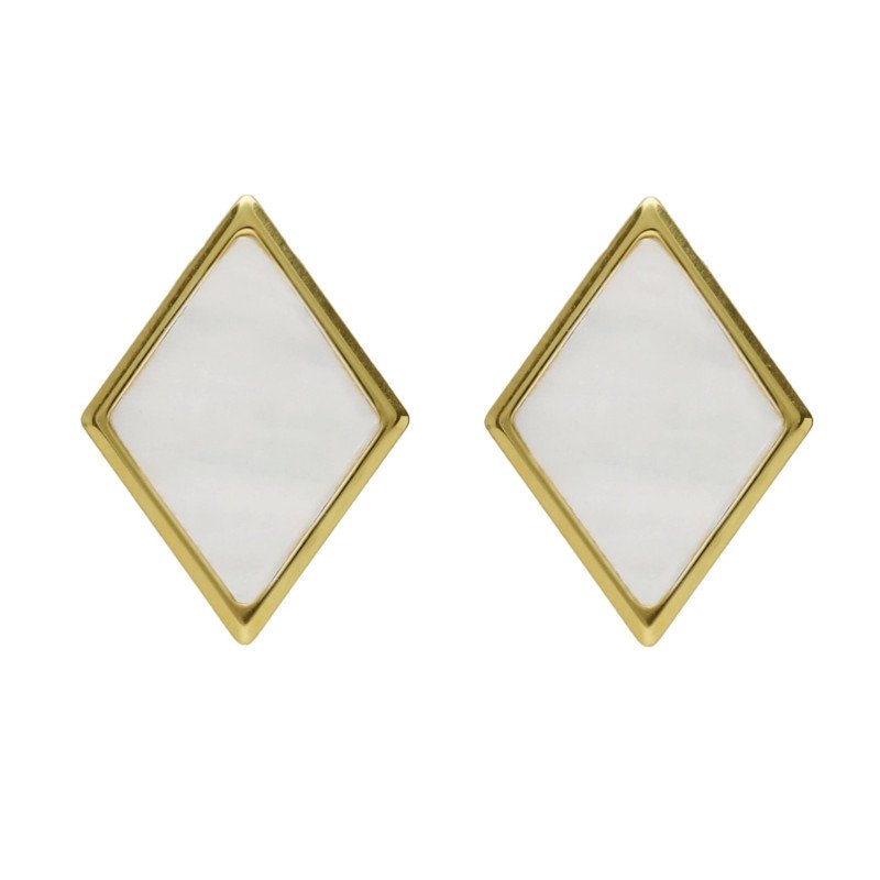 Pendientes Cortos VICTORIA CRUZ Soulquest Para Mujer - Rombos de Nácar y Plata de Ley - Baño en Oro 18KT | A4614-RODT Pendientes Cortos VICTORIA CRUZ Soulquest Para Mujer - Rombos de Nácar y Plata de Ley - Baño en Oro 18KT | A4614-RODT