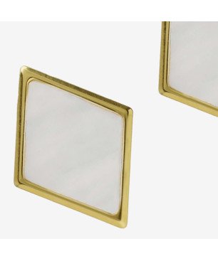 Pendientes Cortos VICTORIA CRUZ Soulquest Para Mujer - Rombos de Nácar y Plata de Ley - Baño en Oro 18KT | A4614-RODT