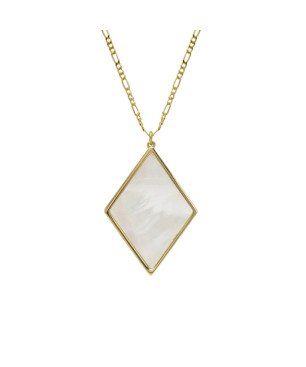 Collar corto VICTORIA CRUZ Soulquest Para Mujer - Rombo de Nácar en Plata de Ley - Baño en Oro 18KT | A4611-RODG