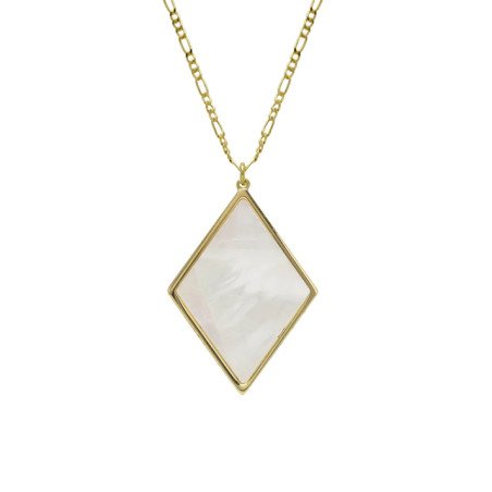 Collar corto VICTORIA CRUZ Soulquest Para Mujer - Rombo de Nácar en Plata de Ley - Baño en Oro 18KT | A4611-RODG
