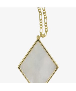 Collar corto VICTORIA CRUZ Soulquest Para Mujer - Rombo de Nácar en Plata de Ley - Baño en Oro 18KT | A4611-RODG
