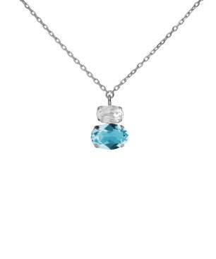 Collar Corto VICTORIA CRUZ Ombra Para Mujer - Cristales en Plata de Ley Forma Oval Aquamarine - Baño Rodio | A4512-10HG