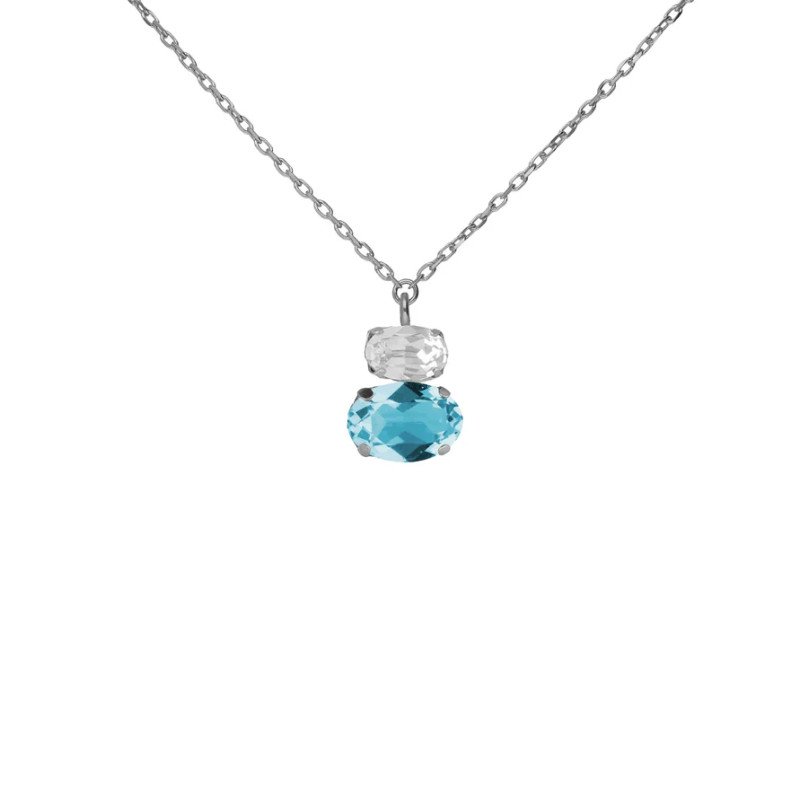 Collar Corto VICTORIA CRUZ Ombra Para Mujer - Cristales en Plata de Ley Forma Oval Aquamarine - Baño Rodio | A4512-10HG