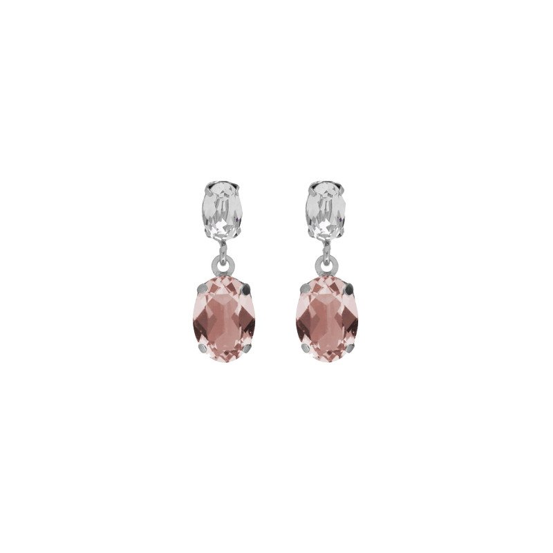 Pendientes Cortos VICTORIA CRUZ Ombra Para Mujer - Cristales en Plata de Ley Rosa Vintage - Baño en Rodio | A4511-52HT