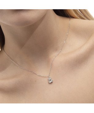 Collar Corto VICTORIA CRUZ Ombra Para Mujer - Cristales en Plata de Ley Forma Oval Aquamarine - Baño Rodio | A4512-10HG