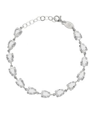 Pulsera VICTORIA CRUZ Diana Para Mujer - Cadena de Lágrimas de Cristal en Plata de Ley - Baño en Rodio | A4384-07HP