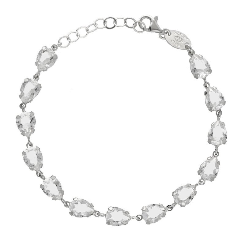 Pulsera VICTORIA CRUZ Diana Para Mujer - Cadena de Lágrimas de Cristal en Plata de Ley - Baño en Rodio | A4384-07HP Pulsera VICTORIA CRUZ Diana Para Mujer - Cadena de Lágrimas de Cristal en Plata de Ley - Baño en Rodio | A4384-07HP