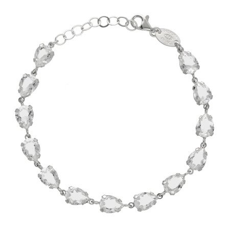 Pulsera VICTORIA CRUZ Diana Para Mujer - Cadena de Lágrimas de Cristal en Plata de Ley - Baño en Rodio | A4384-07HP