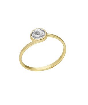 Anillo VICTORIA CRUZ Basic Para Mujer - Cristal y Plata de Ley en forma de Círculo Crystal (7mm) - Baño Oro 18KT | A4226-07DA