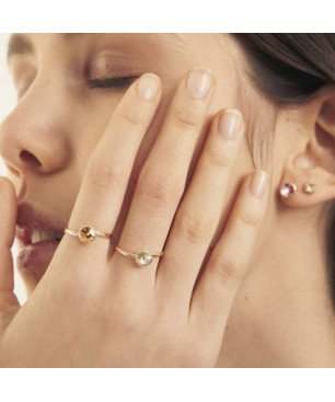 Anillo VICTORIA CRUZ Basic Para Mujer - Cristal y Plata de Ley en forma de Círculo Crystal (7mm) - Baño Oro 18KT | A4226-07DA