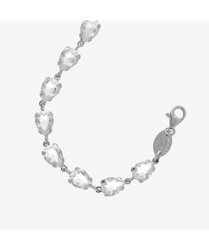 Pulsera VICTORIA CRUZ Diana Para Mujer - Cadena de Lágrimas de Cristal en Plata de Ley - Baño en Rodio | A4384-07HP