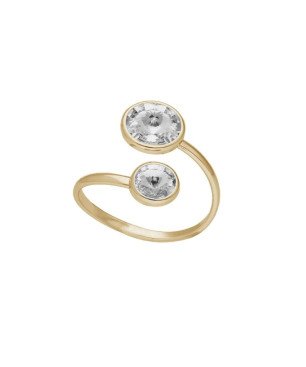 Anillo VICTORIA CRUZ Basic Para Mujer - Doble Círculo Cristal y Plata de Ley Crystal (7mm y 9mm) - Baño Oro 18KT | A4224-07DA