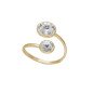 Anillo VICTORIA CRUZ Basic Para Mujer - Doble Círculo Cristal y Plata de Ley Crystal (7mm y 9mm) - Baño Oro 18KT | A4224-07DA
