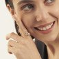Anillo VICTORIA CRUZ Basic Para Mujer - Doble Círculo Cristal y Plata de Ley Crystal (7mm y 9mm) - Baño Oro 18KT | A4224-07DA