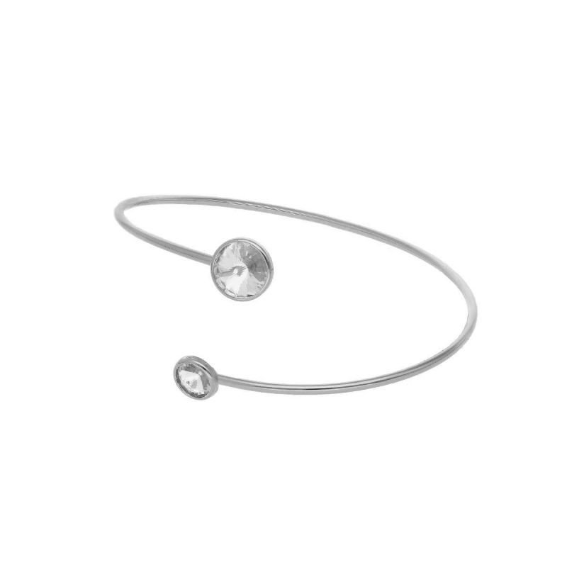 Pulsera VICTORIA CRUZ Basic Para Mujer - Doble Círculo Cristal y Plata de Ley Crystal (7mm y 9mm) - Baño Rodio | A4223-07HP