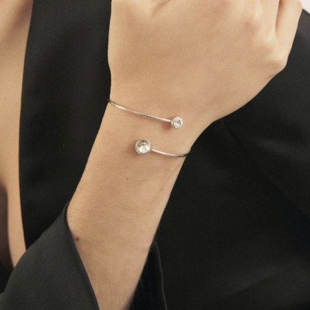 Pulsera VICTORIA CRUZ Basic Para Mujer - Doble Círculo Cristal y Plata de Ley Crystal (7mm y 9mm) - Baño Rodio | A4223-07HP