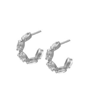 Aros Abiertos VICTORIA CRUZ Maisie Para Mujer (14mm) - Cristales en Plata de Ley Crystal - Baño de Rodio | A4136-07HT