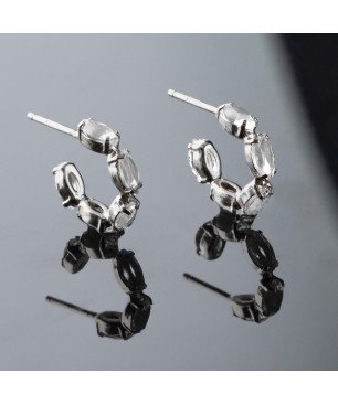 Aros Abiertos VICTORIA CRUZ Maisie Para Mujer (14mm) - Cristales en Plata de Ley Crystal - Baño de Rodio | A4136-07HT
