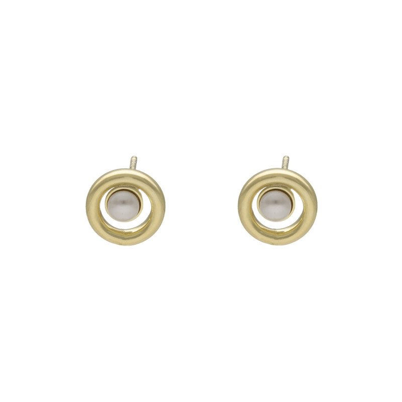 Pendientes Botón VICTORIA CRUZ Perlite Para Mujer - Círculo de Perla en Plata de Ley - Baño en Oro 18KT | A4064-00DT