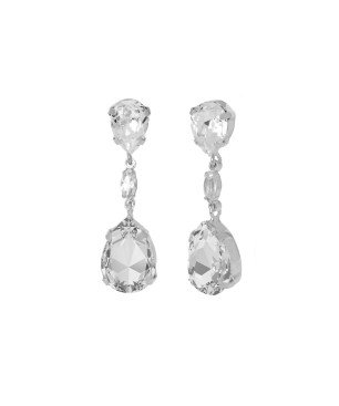 Pendientes Largos VICTORIA CRUZ Jasmine Para Mujer - Lágrima de Cristal y Plata de Ley - Baño en Rodio | A3755-07HT
