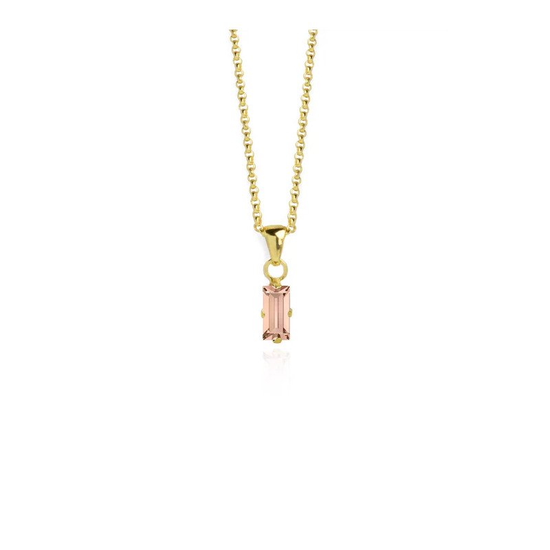 Collar VICTORIA CRUZ Macedonia Para Mujer - Rectángulo de Cristal en Plata de Ley - Light Peach - Baño Oro 18KT | A3662-63DG Collar VICTORIA CRUZ Macedonia Para Mujer - Rectángulo de Cristal en Plata de Ley - Light Peach - Baño Oro 18KT | A3662-63DG