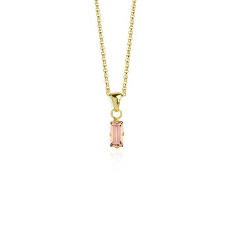 Collar VICTORIA CRUZ Macedonia Para Mujer - Rectángulo de Cristal en Plata de Ley - Light Peach - Baño Oro 18KT | A3662-63DG