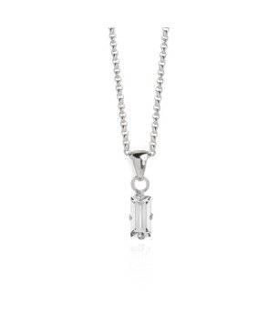 Collar VICTORIA CRUZ Macedonia Para Mujer - Rectángulo de Cristal en Plata de Ley Crystal - Baño Rodio | A3662-07HG
