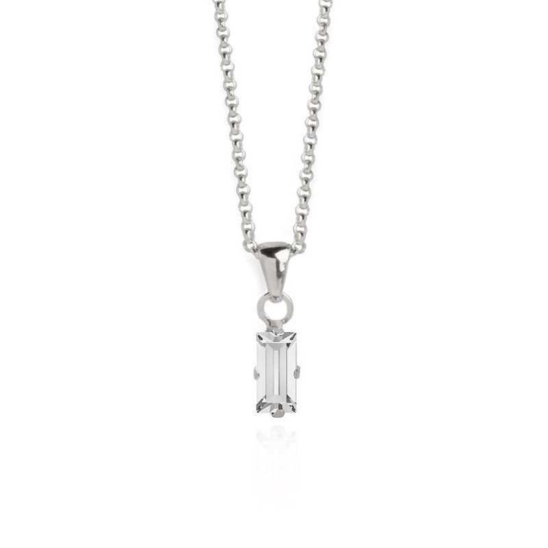 Collar VICTORIA CRUZ Macedonia Para Mujer - Rectángulo de Cristal en Plata de Ley Crystal - Baño Rodio | A3662-07HG Collar VICTORIA CRUZ Macedonia Para Mujer - Rectángulo de Cristal en Plata de Ley Crystal - Baño Rodio | A3662-07HG