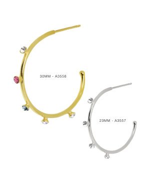Aros Abiertos VICTORIA CRUZ Iris Para Mujer (23mm) - Cristales en Plata de Ley Multicolor - Baño de Oro 18KT | A3557-MDT