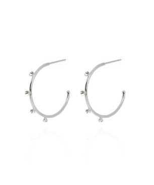 Aros Abiertos VICTORIA CRUZ Iris Para Mujer (23mm) - Cristales en Plata de Ley Color Crystal - Baño de Rodio | A3557-07HT