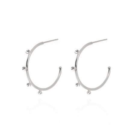 Aros Abiertos VICTORIA CRUZ Iris Para Mujer (23mm) - Cristales en Plata de Ley Color Crystal - Baño de Rodio | A3557-07HT