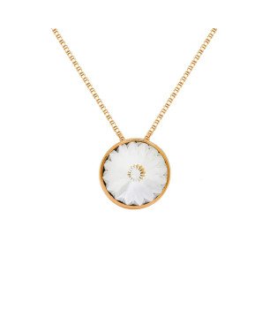 Collar Corto VICTORIA CRUZ Basic Para Mujer - Cristal y Plata de Ley en forma de Círculo (11,5mm) - Baño Oro 18KT | A2809-07DG