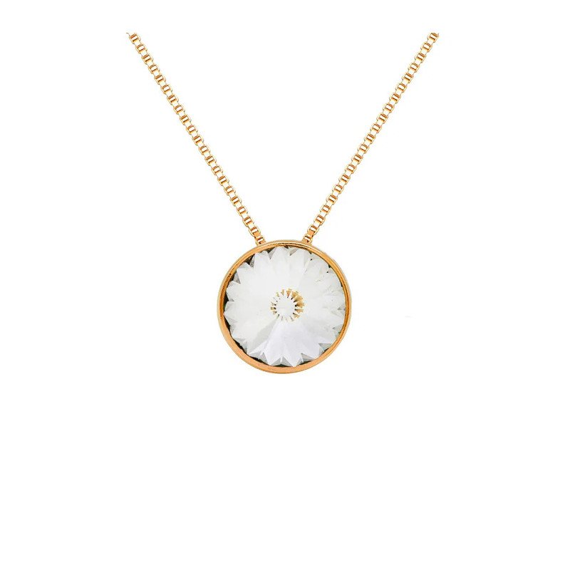 Collar Corto VICTORIA CRUZ Basic Para Mujer - Cristal y Plata de Ley en forma de Círculo (11,5mm) - Baño Oro 18KT | A2809-07DG