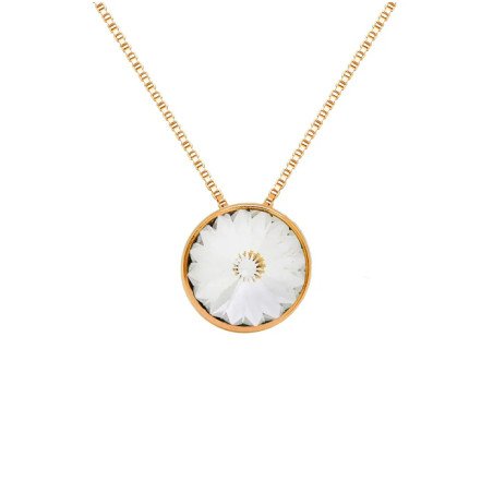Collar Corto VICTORIA CRUZ Basic Para Mujer - Cristal y Plata de Ley en forma de Círculo (11,5mm) - Baño Oro 18KT | A2809-07DG