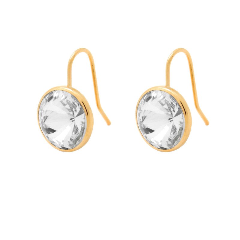 Pendientes VICTORIA CRUZ Basic Para Mujer - Ganchos Cortos con Cristal en Plata (11,5mm) - Baño en Oro 18KT | A2521-07DT Pendientes VICTORIA CRUZ Basic Para Mujer - Ganchos Cortos con Cristal en Plata (11,5mm) - Baño en Oro 18KT | A2521-07DT