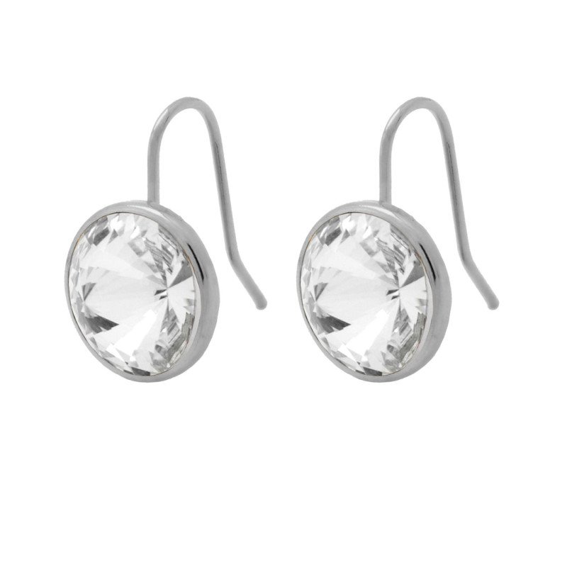 Pendientes VICTORIA CRUZ Basic Para Mujer - Ganchos Cortos con Cristal en Plata (15mm) - Baño en Rodio | A2404-07HT Pendientes VICTORIA CRUZ Basic Para Mujer - Ganchos Cortos con Cristal en Plata (15mm) - Baño en Rodio | A2404-07HT