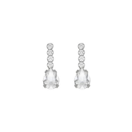 Pendientes Cortos VICTORIA CRUZ Eunoia Para Mujer - Cristales Riviere en Plata de Ley - Baño en Rodio | A4370-07HT
