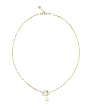 Collar GUESS Love Bites Mujer - Cadena de Acero IP Dorado con Colgante de Corazones - Acabado Pedrería | JUBN06051JWYGT-U