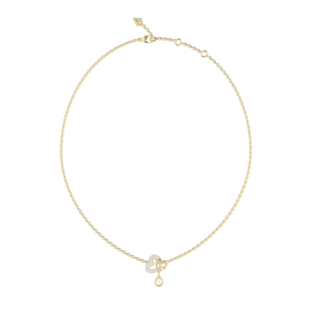 Collar GUESS Love Bites Mujer - Cadena de Acero IP Dorado con Colgante de Corazones - Acabado Pedrería | JUBN06051JWYGT-U