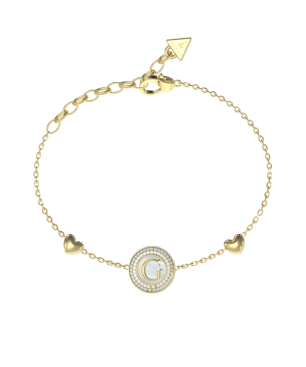 Pulsera GUESS G Talisman Mujer - Cadena de Acero IP Dorado con G en Relieve sobre Fondo de Pedrería | JUBB06202JWYGS