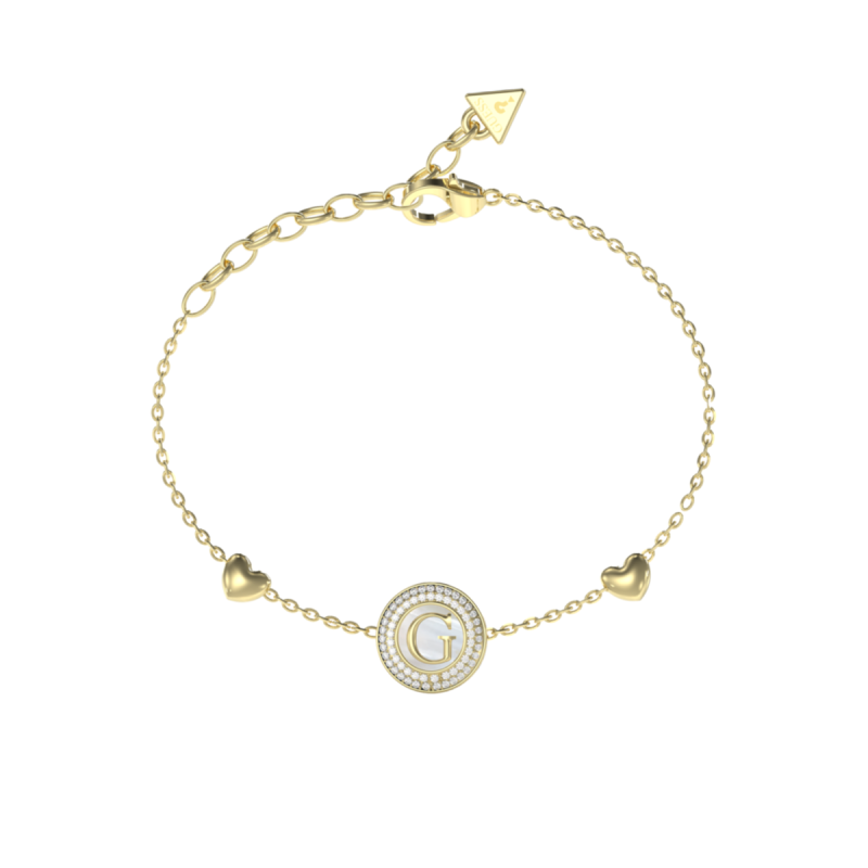 Pulsera GUESS G Talisman Mujer - Cadena de Acero IP Dorado con G en Relieve sobre Fondo de Pedrería | JUBB06202JWYGS