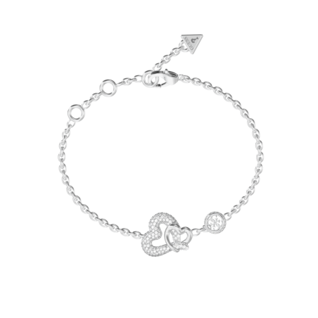 Pulsera GUESS Love Bites Mujer - Cadena de Acero con Corazones Entrelazados - Acabado Pedrería | JUBB06052JWRHS