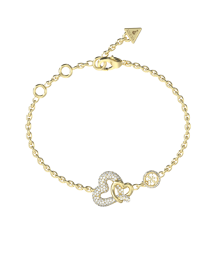 Pulsera GUESS Love Bites Mujer - Cadena de Acero IP Dorado con Corazones - Acabado Pedrería | JUBB06052JWYGS